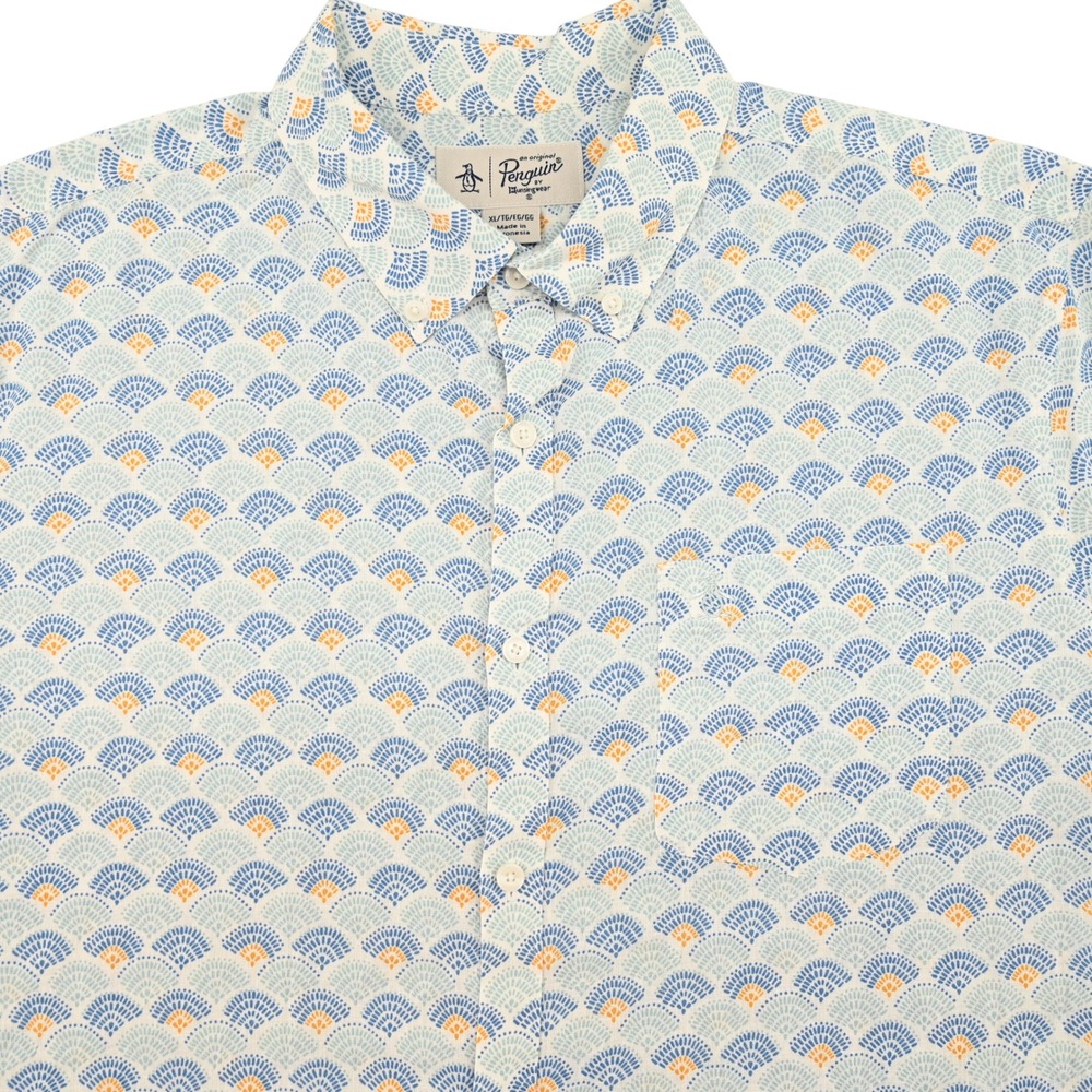Linen Cotton Original Penguin Mens XL All Over Print Geometric Slim Fit